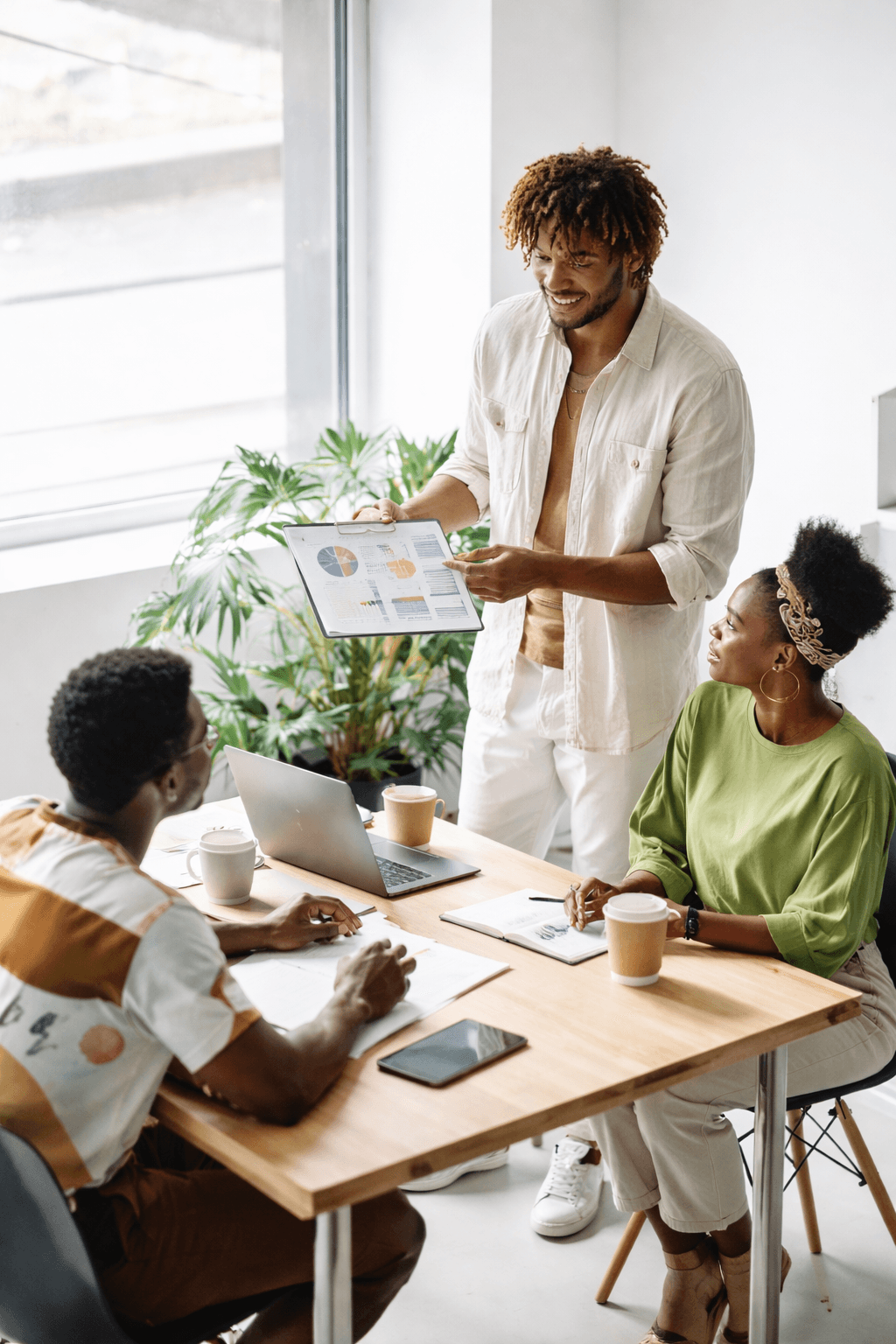 Team discussing fundraising